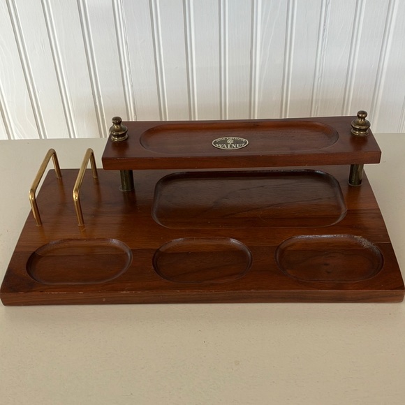 Accents Vintage Mens Valet Dresser Top Organizer 197s Walnut Wood